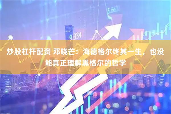 炒股杠杆配资 邓晓芒：海德格尔终其一生，也没能真正理解黑格尔的哲学